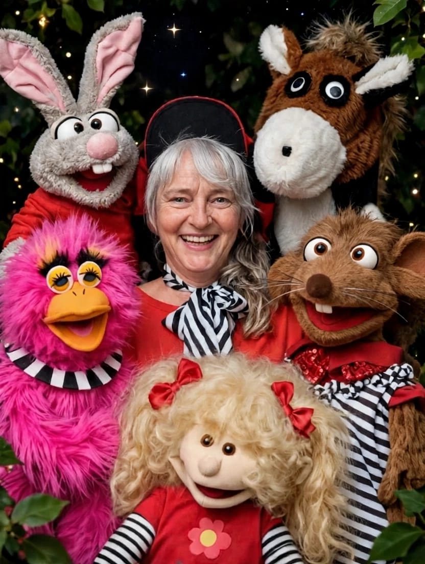 Puppen-Zaubertheater – Andrea Hardy mit Felix, Lilou, Rudi, Pferdinand und ihren Handpuppen